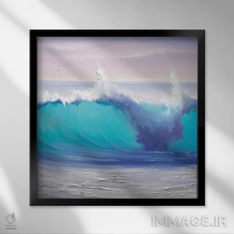 تابلو پیشدرآمد اقیانوس فیروزهای اثر بُژنا فوخس - نمای قابدار مشکی