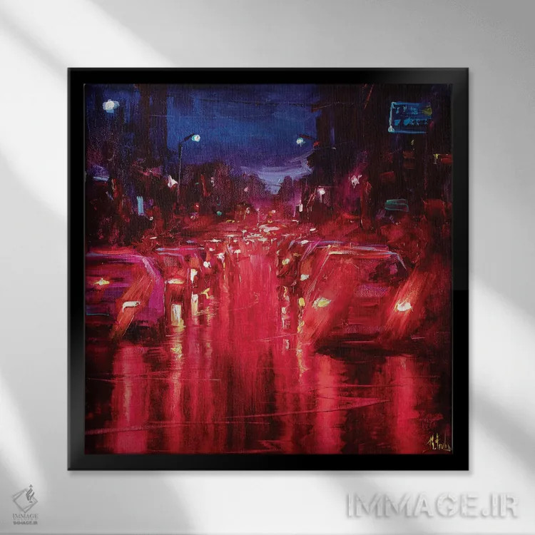 تابلو چراغهای قرمز اثر بُژنا فوخس - نمای قابدار مشکی