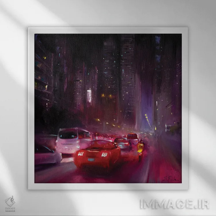 تابلو ریتمهای شبانهٔ شهری اثر بُژنا فوخس - نمای قابدار سفید