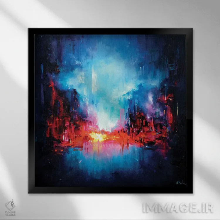 تابلو خیابان شبانه اثر بُژنا فوخس - نمای قابدار مشکی