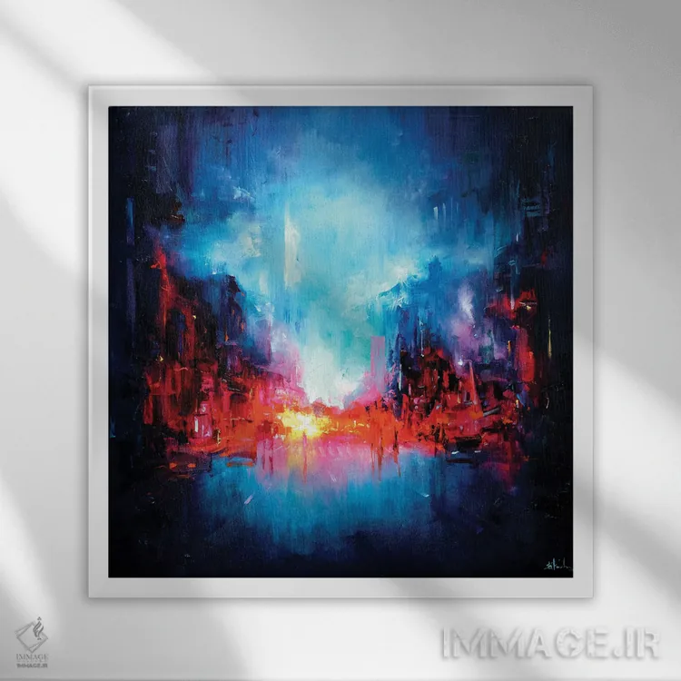 تابلو خیابان شبانه اثر بُژنا فوخس - نمای قابدار سفید