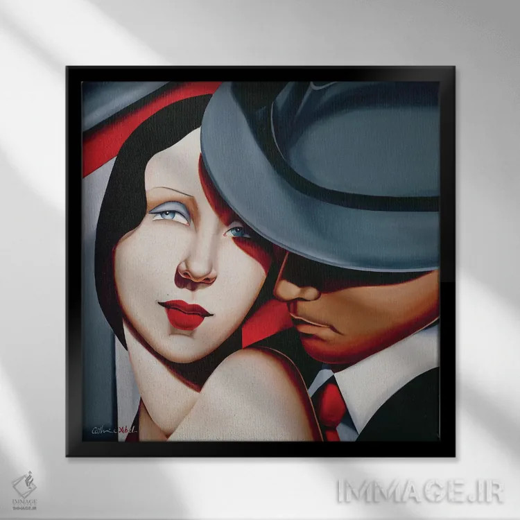 تابلو آدم و حوا، مطالعه سبک گنگستری اثر کترین ایبل - نمای قابدار مشکی