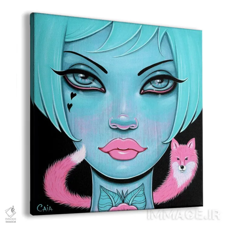 تابلو Blue You,روباه صورتی، توی آبی اثر کایا کوپمن - نمای پرسپکتیو محصول