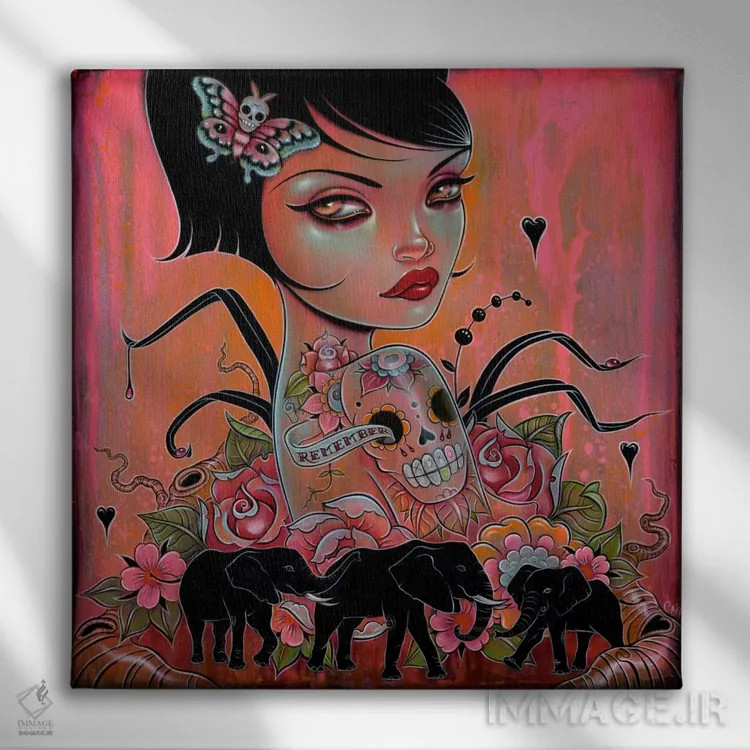 تابلو فیلها را به یاد آور اثر کایا کوپمن - نمای روبهرو روی دیوار