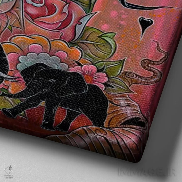 تابلو فیلها را به یاد آور اثر کایا کوپمن - نمای نزدیک بافت بوم