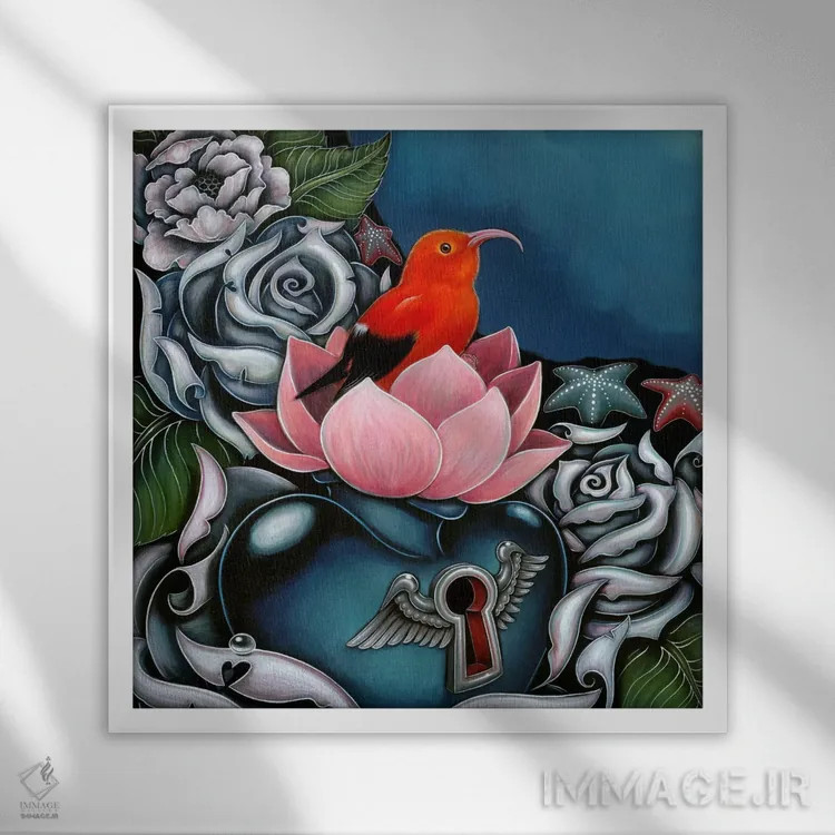 تابلو Monk,جزئیات شهدخوار هاوایی، راهب اثر کایا کوپمن - نمای قابدار سفید