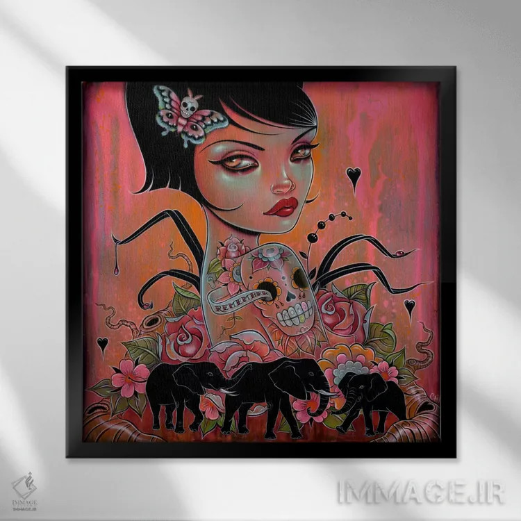 تابلو فیلها را به یاد آور اثر کایا کوپمن - نمای قابدار مشکی