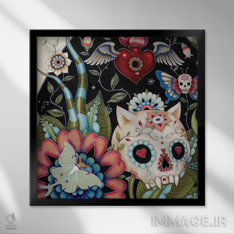 تابلو White Rabbit,نیمهٔ چپ پایین در نمای نزدیک، خرگوش سفید اثر کایا کوپمن - نمای قابدار مشکی