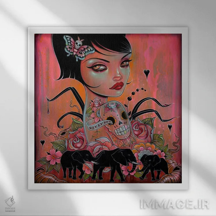 تابلو فیلها را به یاد آور اثر کایا کوپمن - نمای قابدار سفید