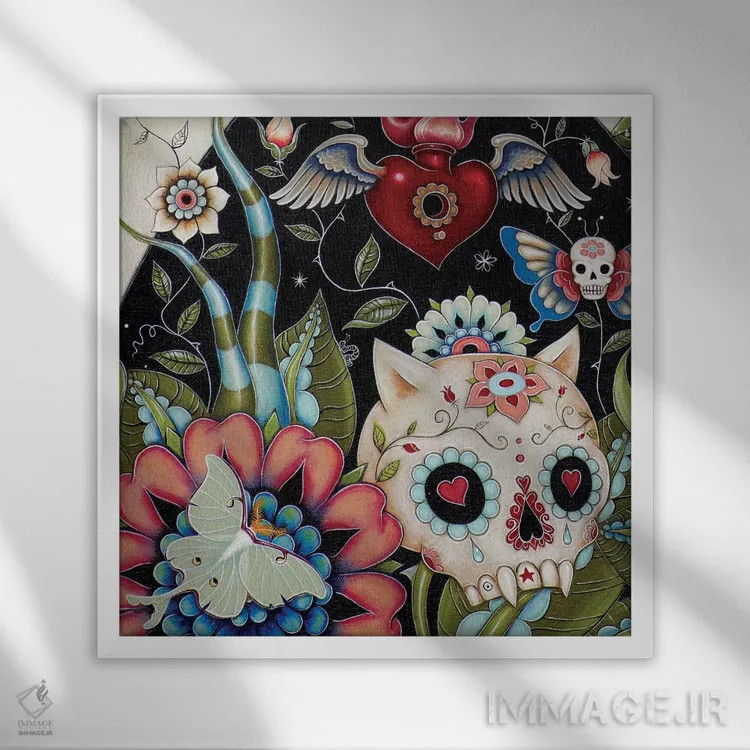 تابلو White Rabbit,نیمهٔ چپ پایین در نمای نزدیک، خرگوش سفید اثر کایا کوپمن - نمای قابدار سفید