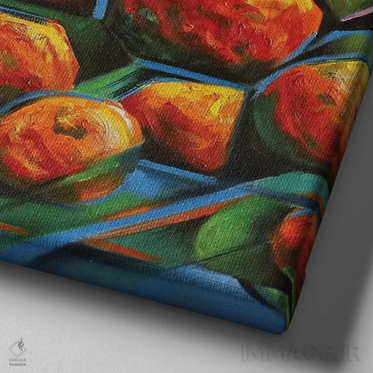 تابلو میوههای انتزاعی اثر کُرنه آکرز - نمای نزدیک بافت بوم