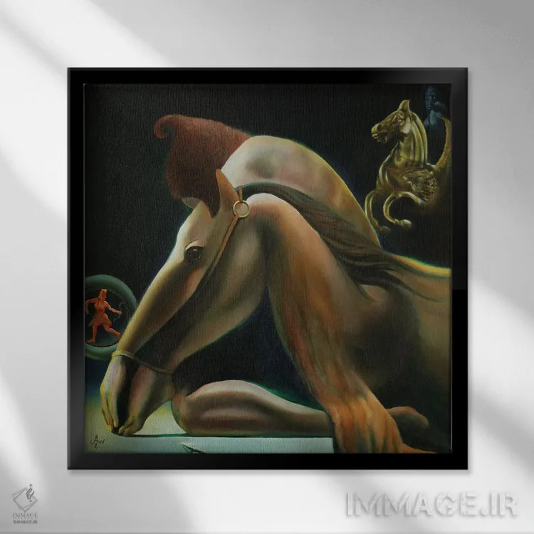 تابلو اونا این آلیام (لاتین: یکی در دیگری) اثر کُرنه آکرز - نمای قابدار مشکی