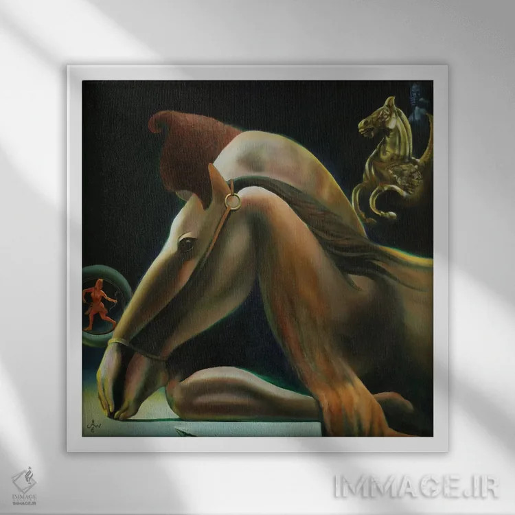 تابلو اونا این آلیام (لاتین: یکی در دیگری) اثر کُرنه آکرز - نمای قابدار سفید