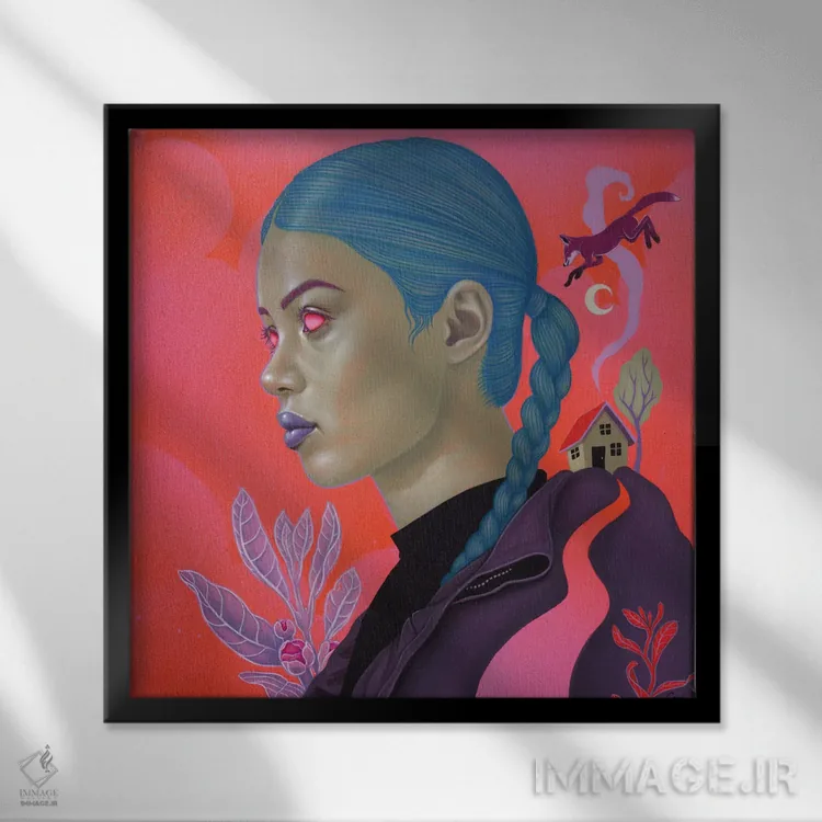 تابلو هیراِت (دلتنگی به خانهٔ ازدسترفته، واژه اهل ولز) اثر کایا کوپمن - نمای قابدار مشکی