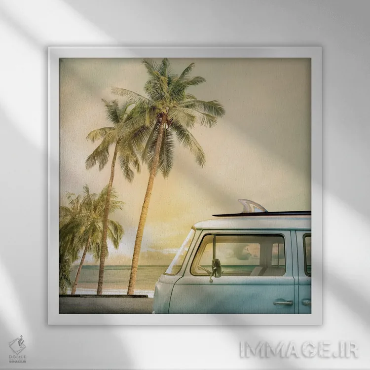 تابلو روز موجسواری اثر مایک کالاسیبتا - نمای قابدار سفید