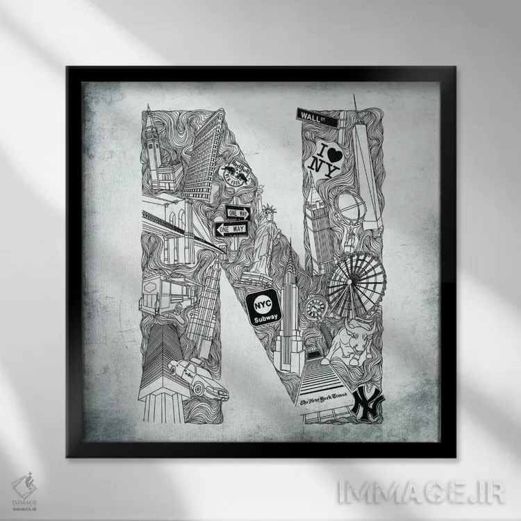 تابلو نیویورک اثر فایو بای فایو کالکتیو - نمای قابدار مشکی