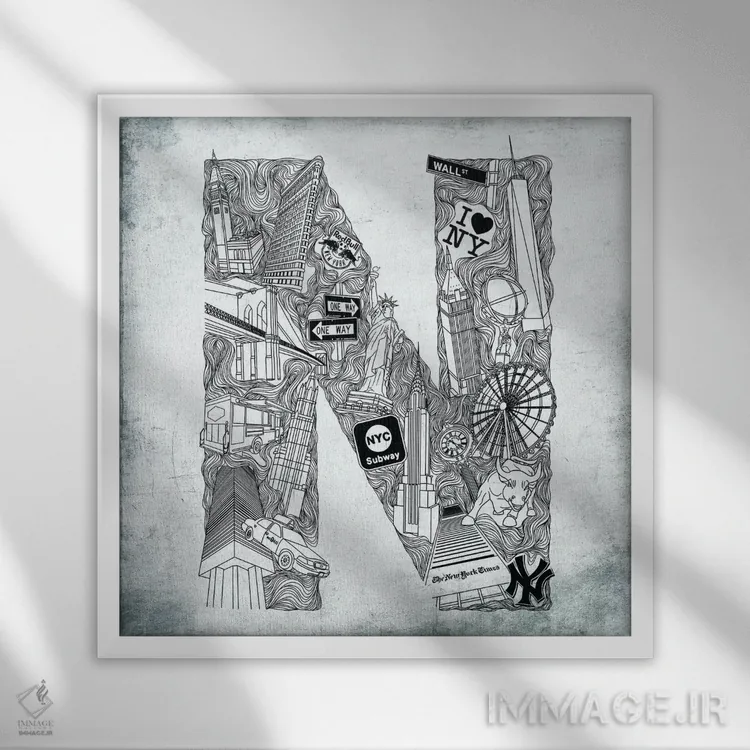 تابلو نیویورک اثر فایو بای فایو کالکتیو - نمای قابدار سفید