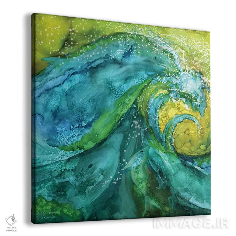 تابلو امواج دلفین اثر کارول کاوالاریس - نمای پرسپکتیو محصول