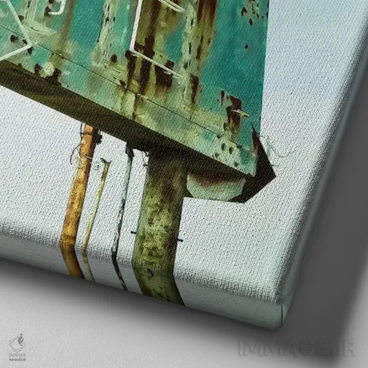 تابلو متل قدیمی I اثر ریکپچریست (نام مستعار هنری - اشاره به بازیابی تصاویر) - نمای نزدیک بافت بوم