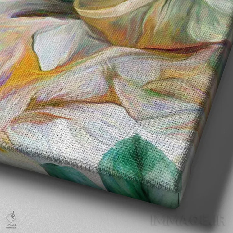 تابلو سنجاقک روی گل رز اثر کارول کاوالاریس - نمای نزدیک بافت بوم