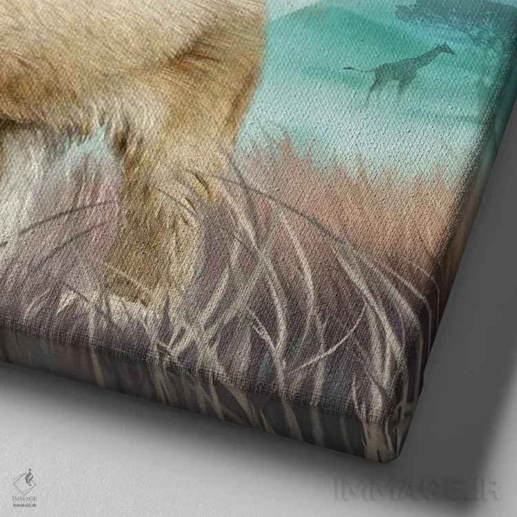 تابلو خانوادهٔ شیرها اثر کارول کاوالاریس - نمای نزدیک بافت بوم