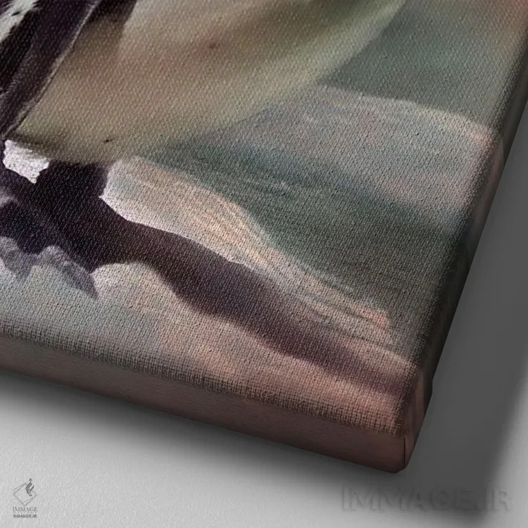 تابلو درخشش گلسرخی اثر کارول کاوالاریس - نمای نزدیک بافت بوم