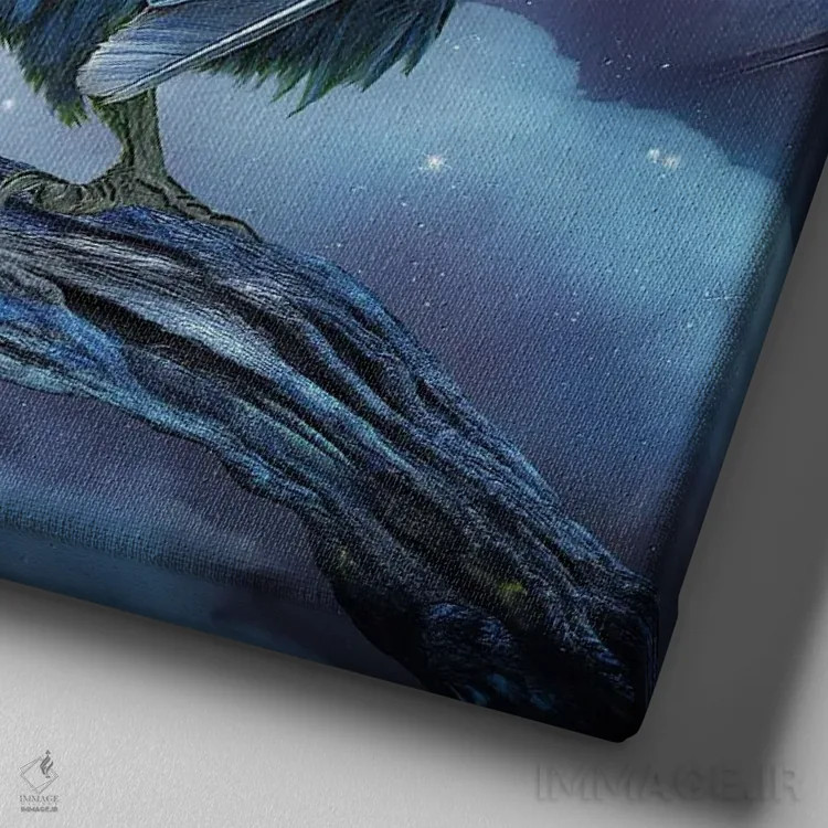 تابلو ماه زاغ اثر کارول کاوالاریس - نمای نزدیک بافت بوم