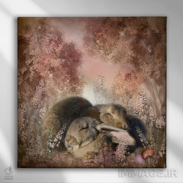 تابلو رویاهای خرگوش اثر کارول کاوالاریس - نمای روبهرو روی دیوار