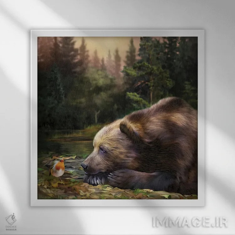 تابلو نمای خرس (زاویهٔ دید خرس) اثر کارول کاوالاریس - نمای قابدار سفید