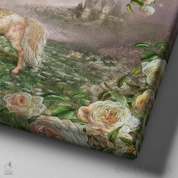 تابلو درخت رز تکشاخ اثر کارول کاوالاریس - نمای نزدیک بافت بوم