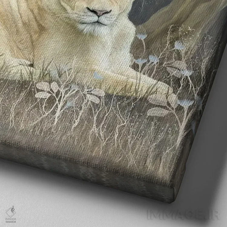 تابلو شیر سفید اثر کارول کاوالاریس - نمای نزدیک بافت بوم