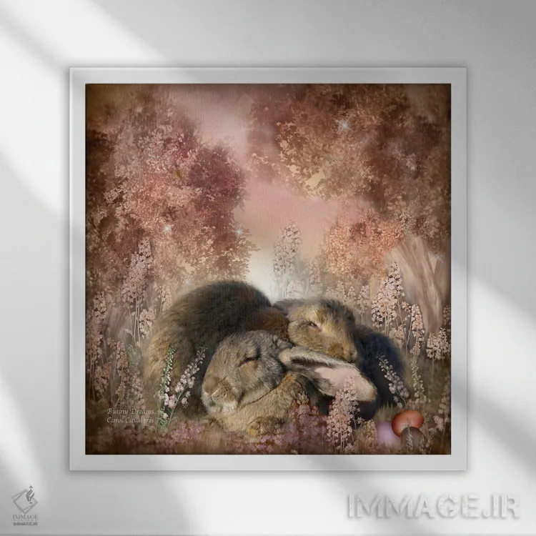 تابلو رویاهای خرگوش اثر کارول کاوالاریس - نمای قابدار سفید