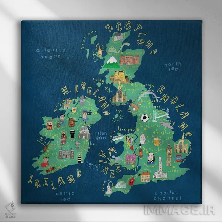 تابلو انگلیس و ایرلند اثر کارلا دالی - نمای روبهرو روی دیوار