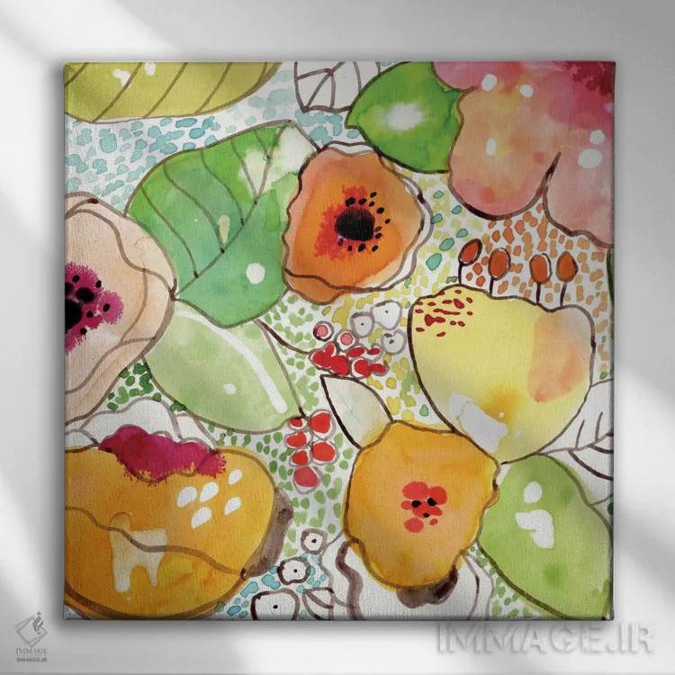 تابلو گلهای موزاییکی اثر کایِنا بلانکا - نمای روبهرو روی دیوار
