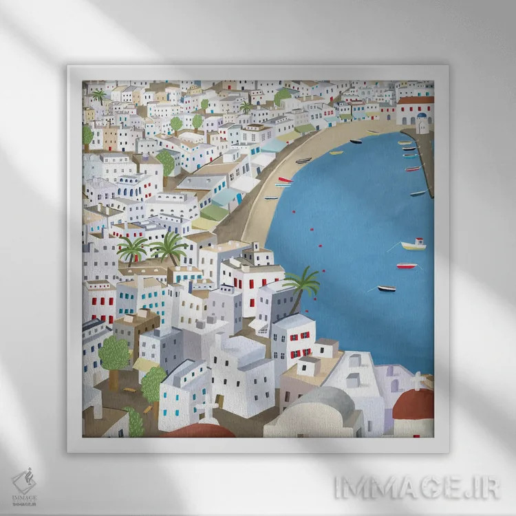 تابلو یونان، میکونوس اثر کارلا دالی - نمای قابدار سفید