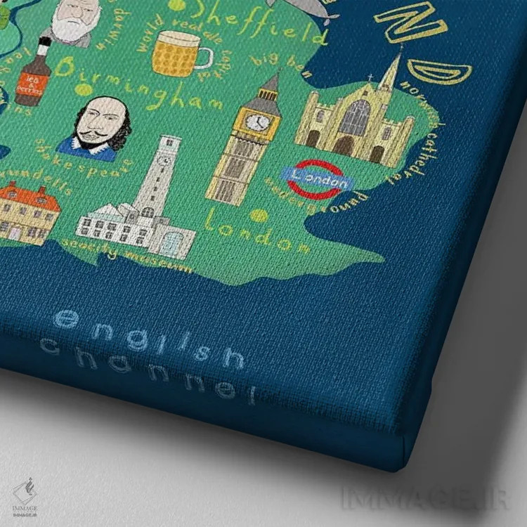 تابلو انگلیس و ایرلند اثر کارلا دالی - نمای نزدیک بافت بوم