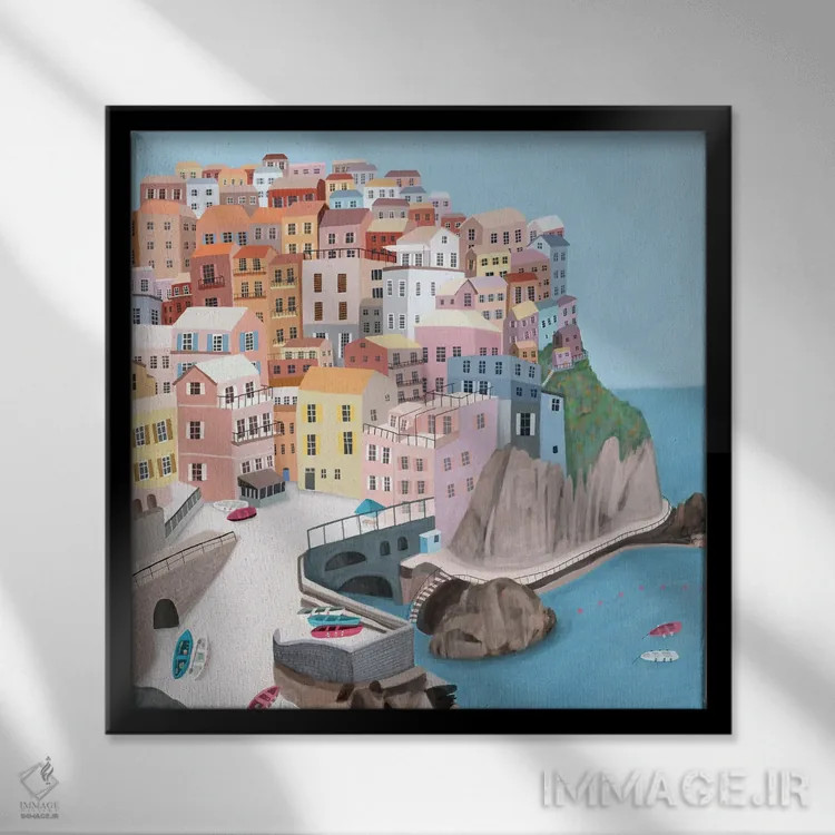 تابلو مانارولا، ایتالیا اثر کارلا دالی - نمای قابدار مشکی