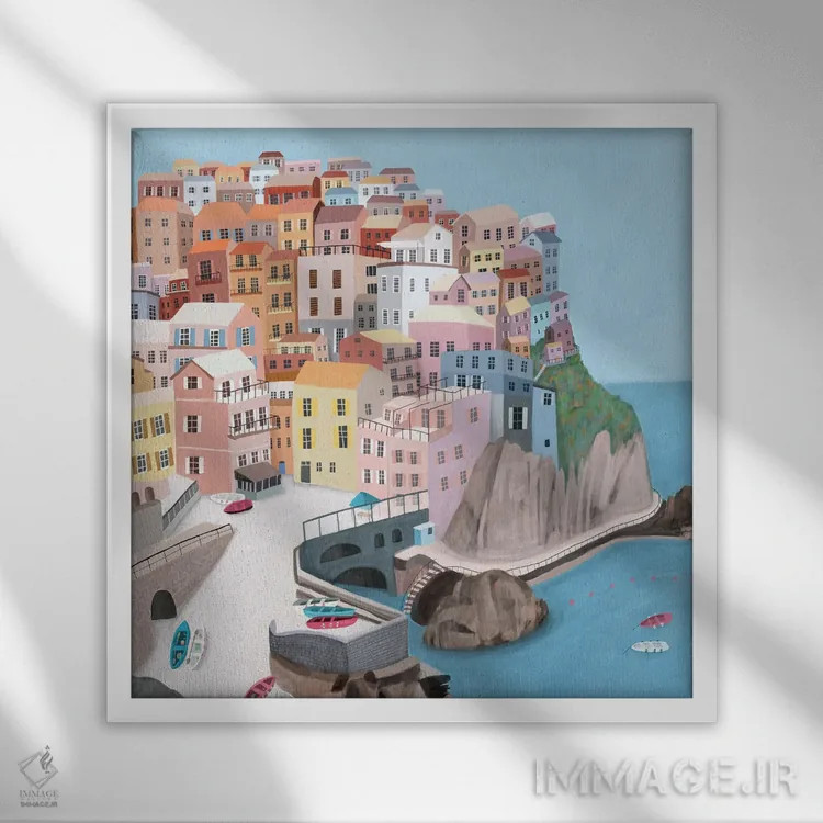 تابلو مانارولا، ایتالیا اثر کارلا دالی - نمای قابدار سفید