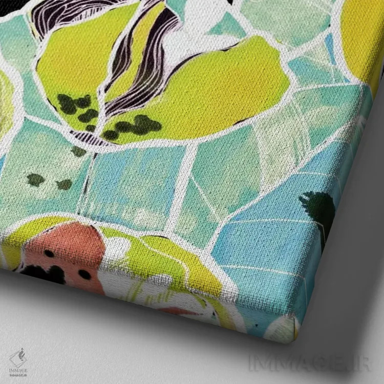 تابلو گلهای انتزاعی اثر کایِنا بلانکا - نمای نزدیک بافت بوم