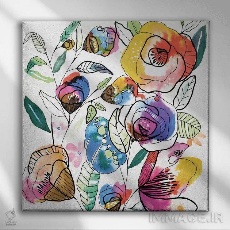 تابلو گلهای رنگارنگ اثر کایِنا بلانکا - نمای روبهرو روی دیوار
