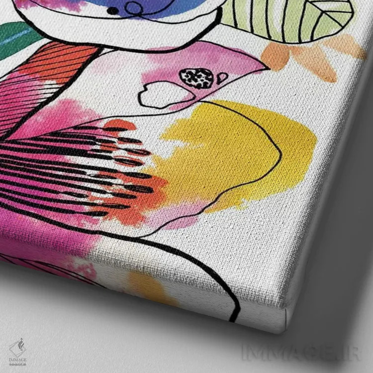 تابلو گلهای رنگارنگ اثر کایِنا بلانکا - نمای نزدیک بافت بوم