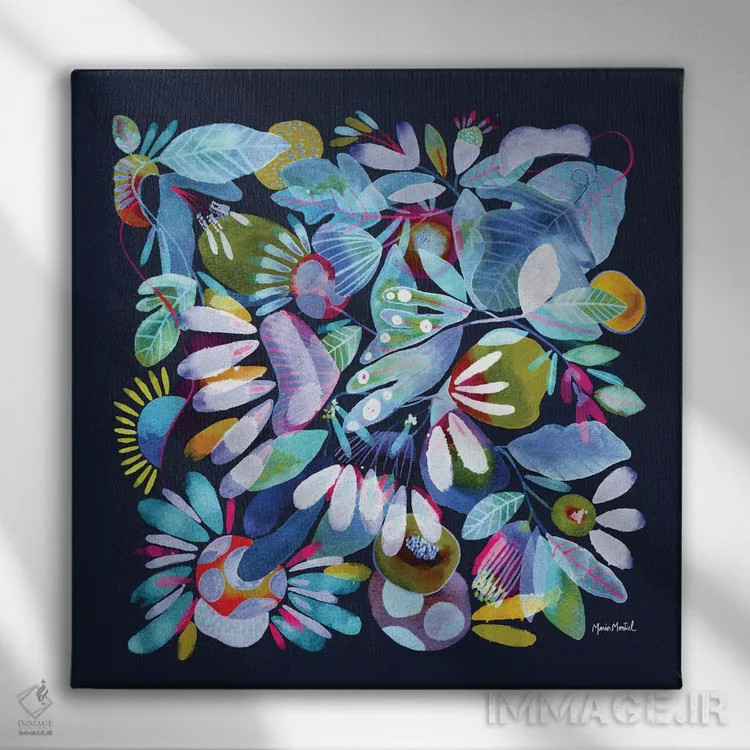 تابلو بوم گلها (قسمت اول) اثر کایِنا بلانکا - نمای روبهرو روی دیوار