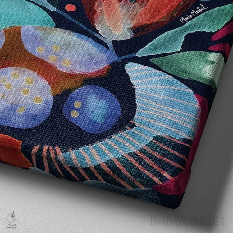 تابلو بوم گلها (قسمت سوم) اثر کایِنا بلانکا - نمای نزدیک بافت بوم