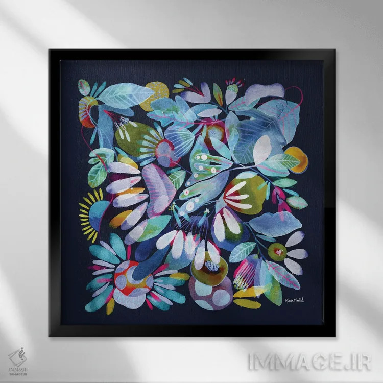 تابلو بوم گلها (قسمت اول) اثر کایِنا بلانکا - نمای قابدار مشکی