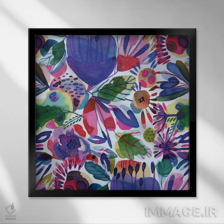 تابلو بوم گلها (قسمت دوم) اثر کایِنا بلانکا - نمای قابدار مشکی