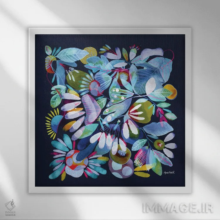 تابلو بوم گلها (قسمت اول) اثر کایِنا بلانکا - نمای قابدار سفید