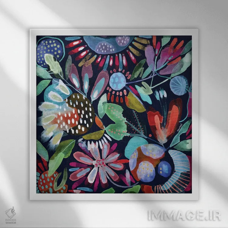 تابلو بوم گلها (قسمت سوم) اثر کایِنا بلانکا - نمای قابدار سفید