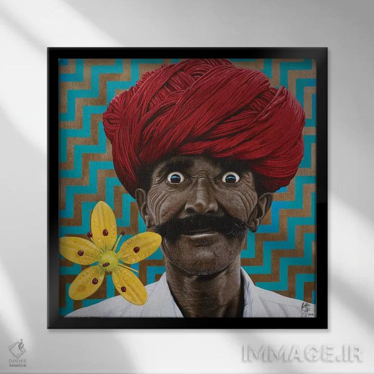 تابلو پسربچهٔ چشمان وحشی اثر کریستین بییر - نمای قابدار مشکی