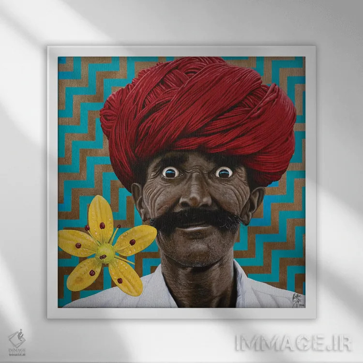 تابلو پسربچهٔ چشمان وحشی اثر کریستین بییر - نمای قابدار سفید