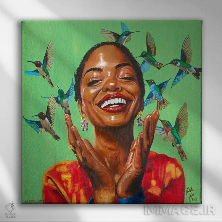 تابلو آن حس عاشقانه اثر کریستین بییر - نمای روبهرو روی دیوار